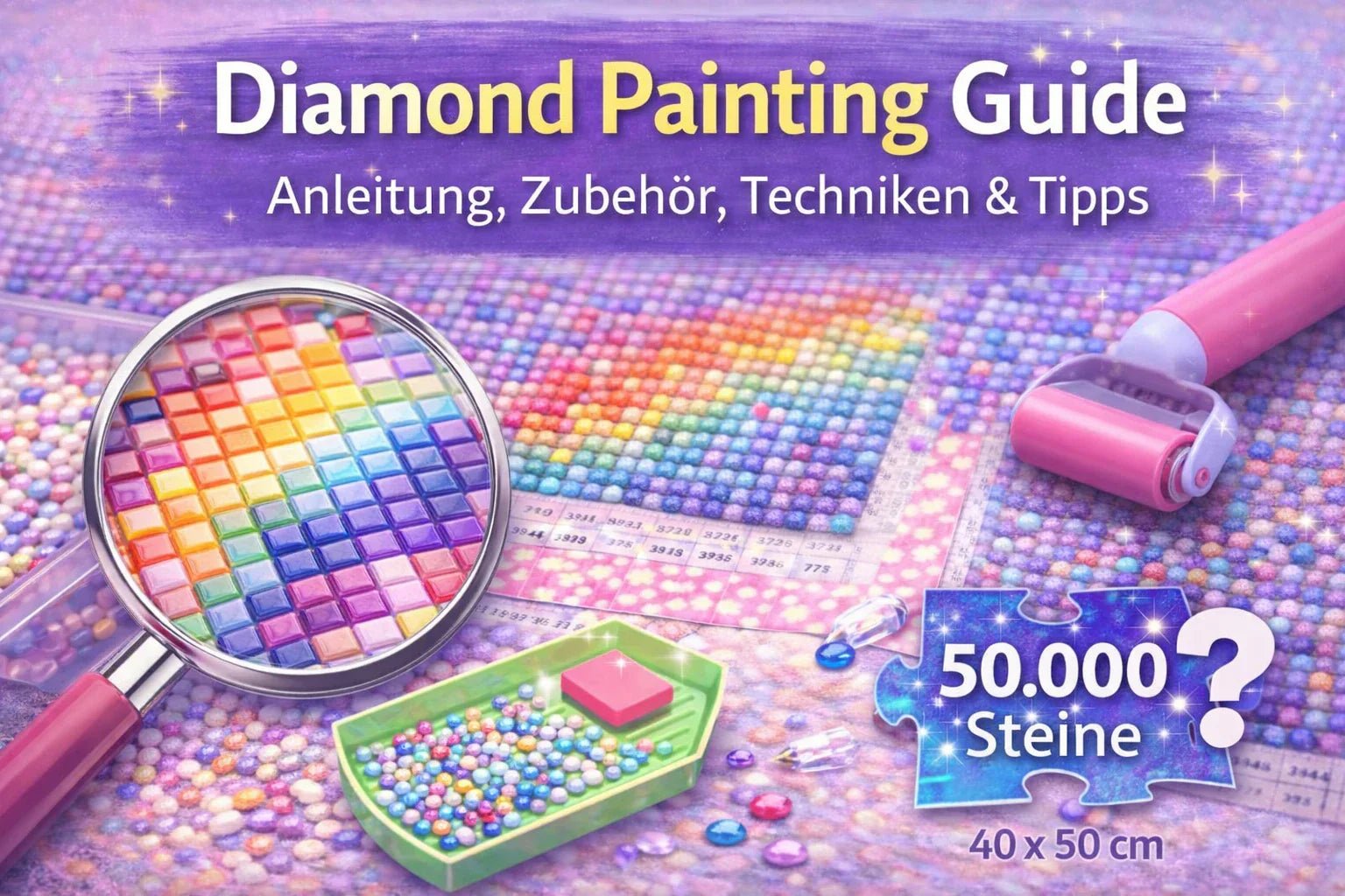 Diamond Painting – Der große Leitfaden für Anfänger, Techniken, Zubehör und Tipps - Kreativsein.shop