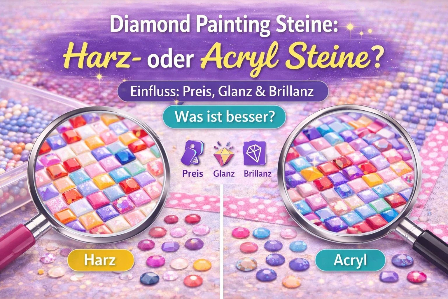 Diamond Painting Steine: Harz- oder Acryl Steine? - Kreativsein.shop