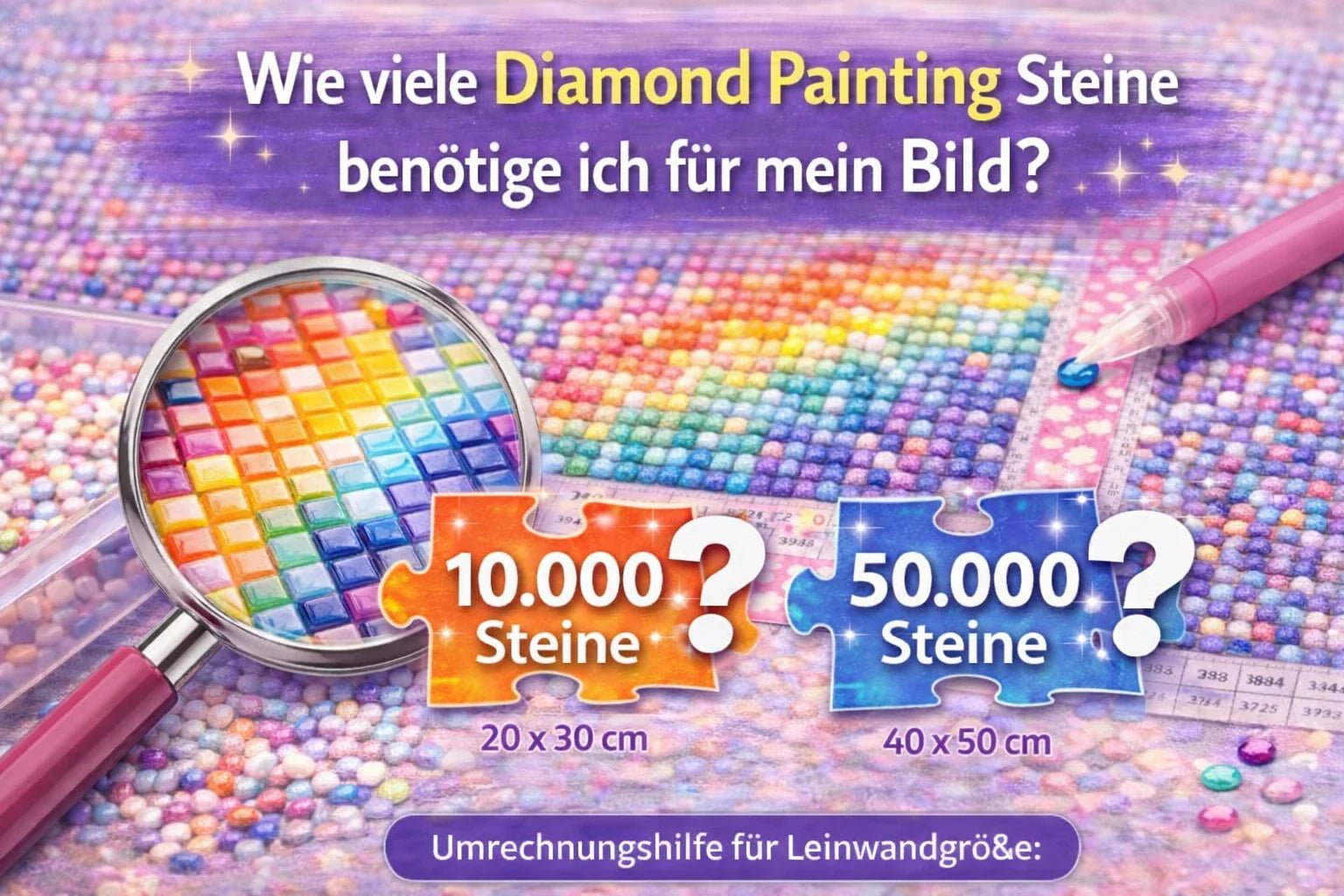 Wie viele Diamond Painting Steine benötige ich für mein Bild - Kreativsein.shop