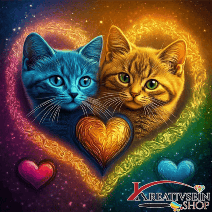 2 Katzen im Herz - Malen nach Zahlen - Kreativsein.shop