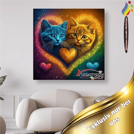 2 Katzen im Herz - Malen nach Zahlen - Kreativsein.shop