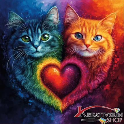 2 Katzen mit Herz - Malen nach Zahlen - Kreativsein.shop