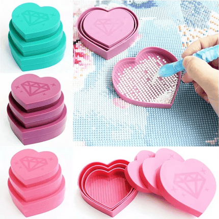 3 Ablageschalen in Herzform - Diamond Painting - Kreativsein.shop