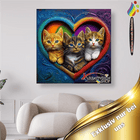 3 Kätzchen im bunten Herzrahmen - Malen nach Zahlen - Kreativsein.shop