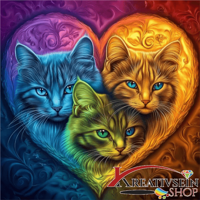 3 Katzen im Herz - Malen nach Zahlen - Kreativsein.shop