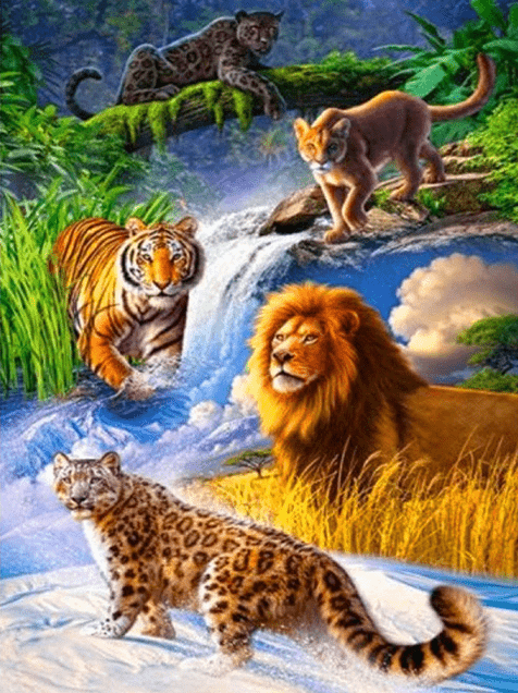 5 Raubkatzen - 5D DIY Diamond Painting - Kreativsein.shop