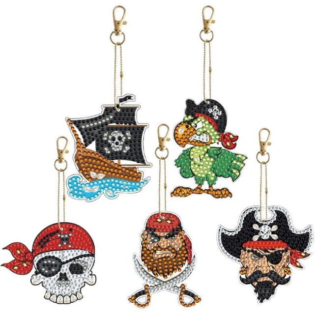 5 x Piraten Schlüsselanhänger - Diamond Painting - Kreativsein.shop