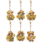 6 x Bärchen mit Blumen Schlüsselanhänger - Diamond Painting - Kreativsein.shop