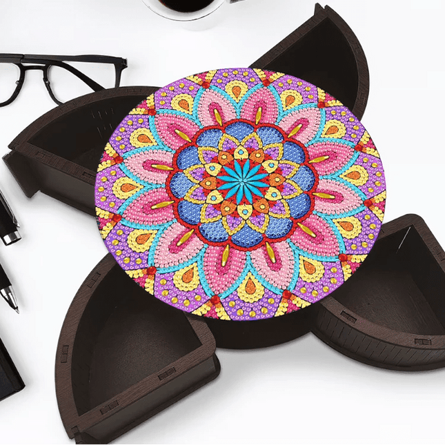 Aufbewahrungsbox rund 4 Fächer Mandala 1 - Diamond Painting - Kreativsein.shop