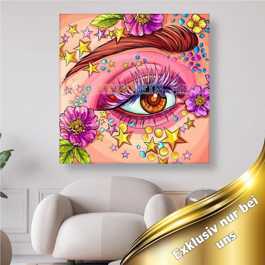 Auge mit Blumen und Sternen - Diamond Painting Kreativsein.shop