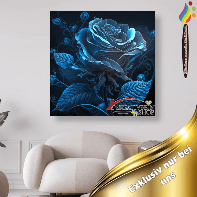 Blaue Rosenblüte - Malen nach Zahlen - Kreativsein.shop