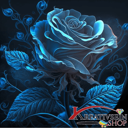 Blaue Rosenblüte - Malen nach Zahlen - Kreativsein.shop
