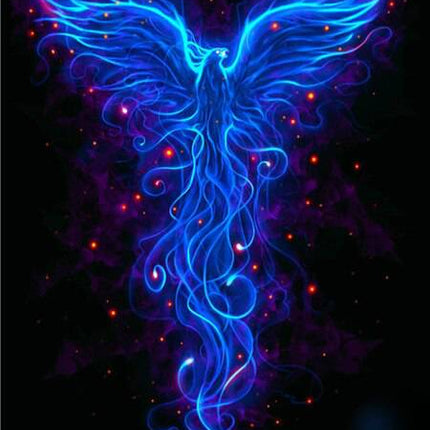 Blauer aufrechter Feuervogel Phoenix - 5D DIY Diamond Painting - Kreativsein.shop