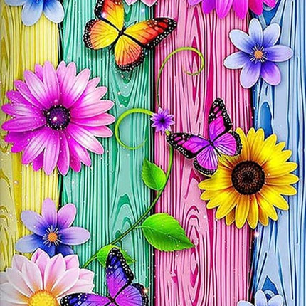 Blumen und Schmetterlinge - Voll AB 5D DIY Diamond Painting