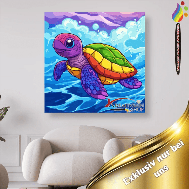Bunte Schildkröte 2 - Malen nach Zahlen - Kreativsein.shop