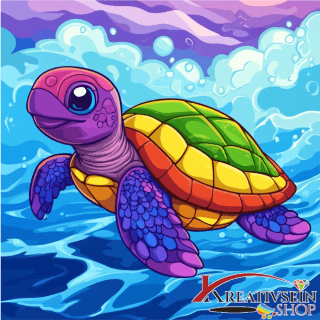 Bunte Schildkröte 2 - Malen nach Zahlen - Kreativsein.shop