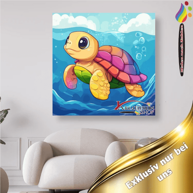 Bunte Schildkröte 3 - Malen nach Zahlen - Kreativsein.shop