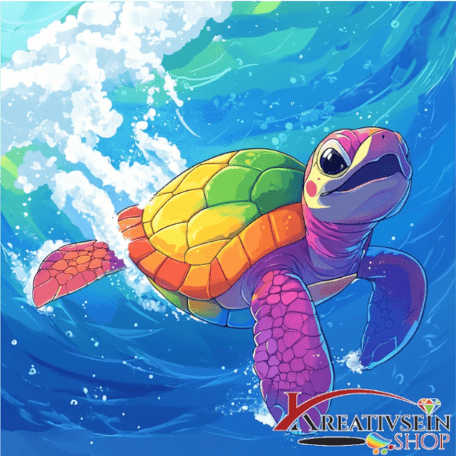 Bunte Schildkröte - Malen nach Zahlen - Kreativsein.shop