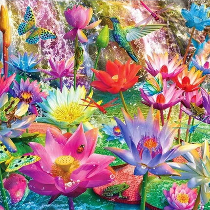Bunte Seerosen mit vielen Tieren - Voll AB 5D DIY Diamond Painting - Kreativsein.shop