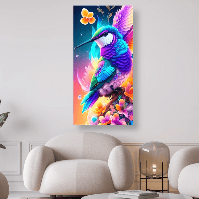 Bunter Kolibri mit Blumen - 5D DIY Diamond Painting - Kreativsein.shop