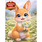 🐰 Kawaii Diamond Painting Set „Süßer Hase mit Edelweiß“ – Niedliches DIY Motiv