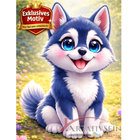 🐶 Kawaii Diamond Painting Set „Süßer Husky im Blütenfeld“ – Niedliches DIY Motiv