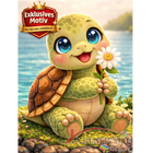 🐢 Kawaii Diamond Painting Set „Süße Schildkröte am Meer“ – Niedliches DIY Motiv