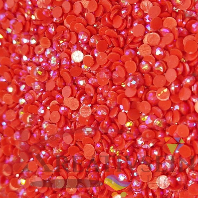 DMC 606 Bright Orange RED - runde Steine - Aurora Borealis (AB) - Diamond Painting - Kreativsein.shop