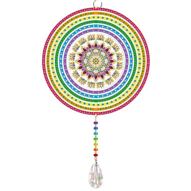 Drehbare runde Mandala mit Blumenkreis Windspiel - Diamond Painting - Kreativsein.shop