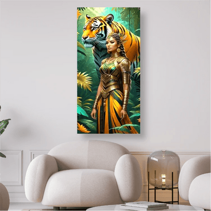 Dschungelfrau mit Tiger - 5D DIY Diamond Painting - Kreativsein.shop