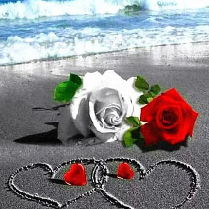 Eine romantische Liebeserklärung am Meer mit Rosen - 5D DIY Diamond Painting - Kreativsein.shop