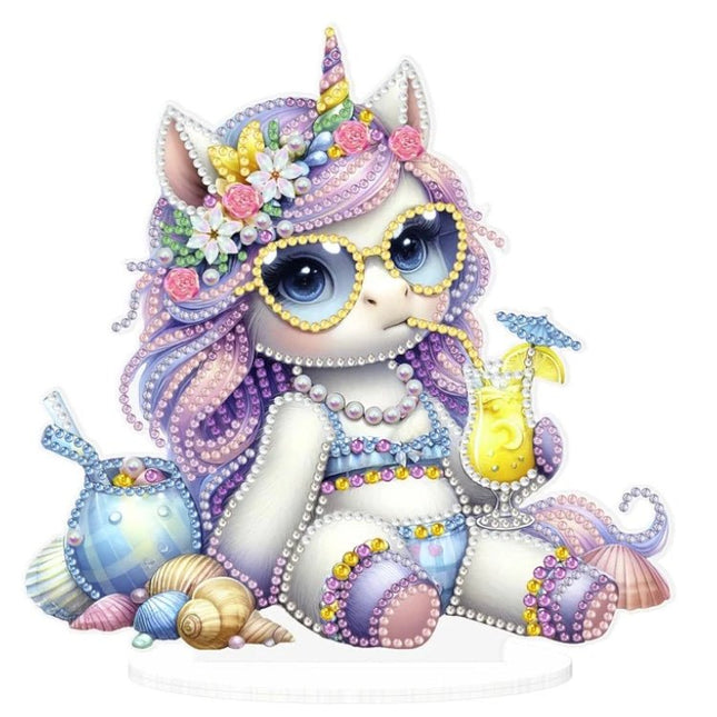 Einhorn mit Drink Aufsteller - Diamond Painting - Kreativsein.shop