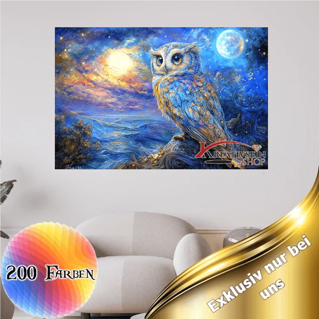 Eule im Vollmond - 5D DIY Diamond Painting - Kreativsein.shop