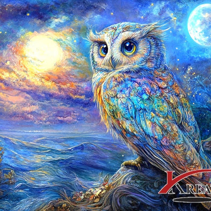 Eule im Vollmond - 5D DIY Diamond Painting - Kreativsein.shop