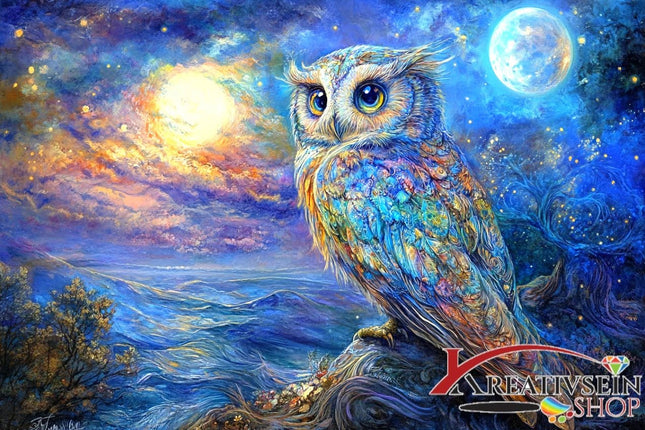 Eule im Vollmond - 5D DIY Diamond Painting - Kreativsein.shop