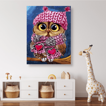 Eule mit Mütze und Schal - 5D DIY Diamond Painting - Kreativsein.shop