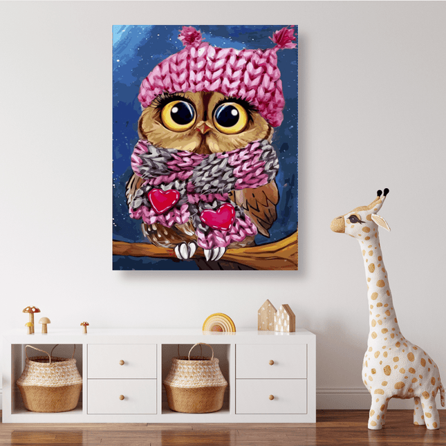 Eule mit Mütze und Schal - 5D DIY Diamond Painting - Kreativsein.shop