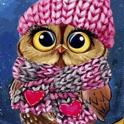 Eule mit Mütze und Schal - 5D DIY Diamond Painting - Kreativsein.shop