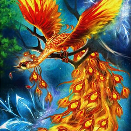 Feuervogel Phoenix sitzt auf Baum - 5D DIY Diamond Painting - Kreativsein.shop