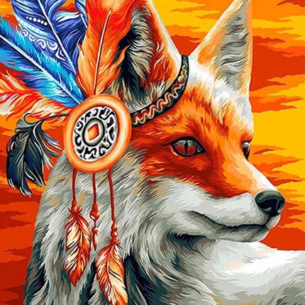 Fuchs mit Federschmuck - Voll AB 5D DIY Diamond Painting - Kreativsein.shop