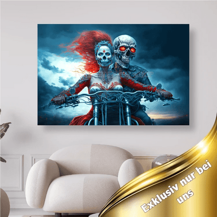 Geisterpaar mit roten Augen auf Motorrad - 5D DIY Diamond Painting - Kreativsein.shop