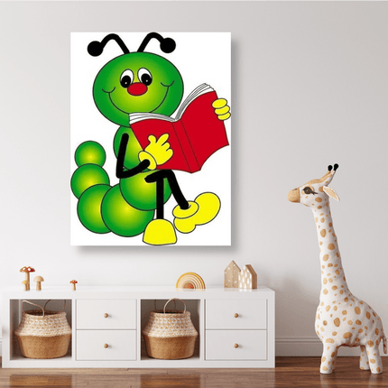 Grüne Raupe mit Buch - 5D DIY Diamond Painting - Kreativsein.shop