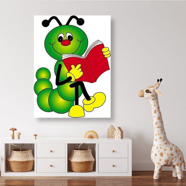 Grüne Raupe mit Buch - 5D DIY Diamond Painting - Kreativsein.shop