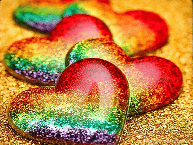 Herzen in Regenbogenfarben - 5D DIY Diamond Painting - Kreativsein.shop