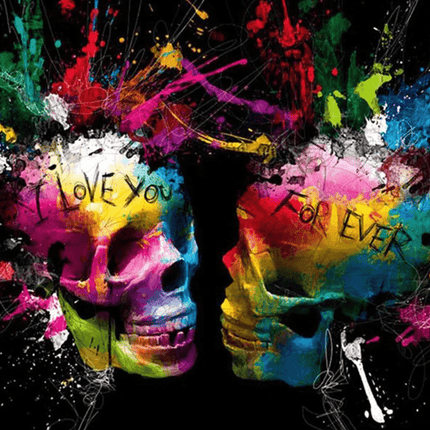 I Love You For Ever bunter Schädel - 5D DIY Diamond Painting - Kreativsein.shop