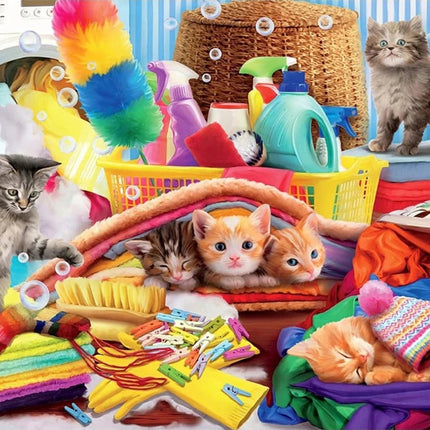 Kätzchen und die Wäsche - Voll AB 5D DIY Diamond Painting - Kreativsein.shop