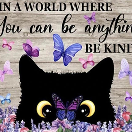 Katze mit Schmetterlingen - Voll AB 5D DIY Diamond Painting - Kreativsein.shop