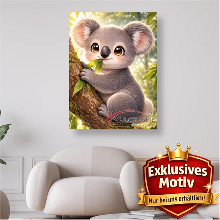 🐨 Kawaii Diamond Painting Set „Süßer Koala im Eukalyptusbaum“ – Niedliches DIY Motiv