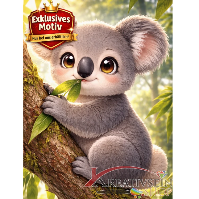 🐨 Kawaii Diamond Painting Set „Süßer Koala im Eukalyptusbaum“ – Niedliches DIY Motiv - Kreativsein.shop