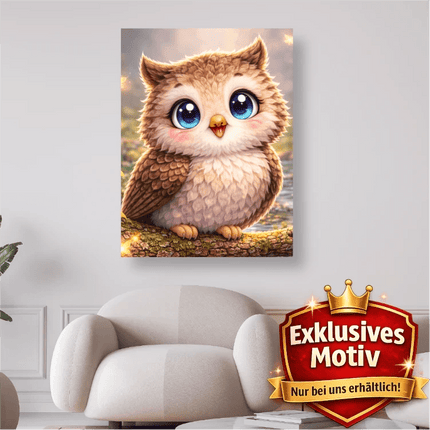 🦉 Kawaii Diamond Painting „Süße Eule auf einem Ast“ – Niedliches DIY Motiv